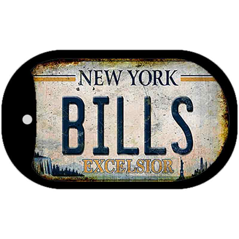 Bills Excelsior New York Rusty Novelty Metal Dog Tag Necklace 2" x 1" Dog Tag (DT)