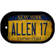Allen 17 New York Yellow Novelty Metal Dog Tag Necklace 2" x 1" Dog Tag (DT)