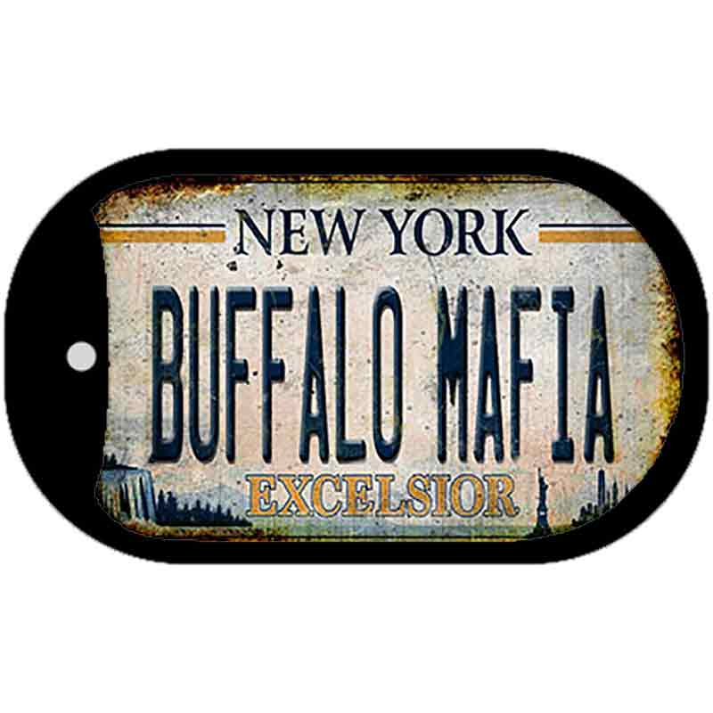 Buffalo Mafia Excelsior New York Rusty Novelty Metal Dog Tag Necklace 2" x 1" Dog Tag (DT)