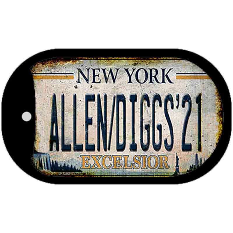 Allen Diggs 21 NY Excelsior Rusty Novelty Metal Dog Tag Necklace 2" x 1" Dog Tag (DT)