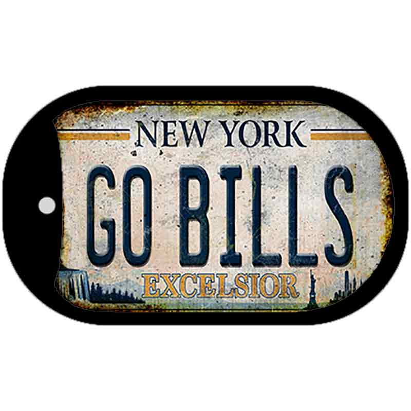 Go Bills New York White Novelty Metal Dog Tag Necklace 2" x 1" Dog Tag (DT)