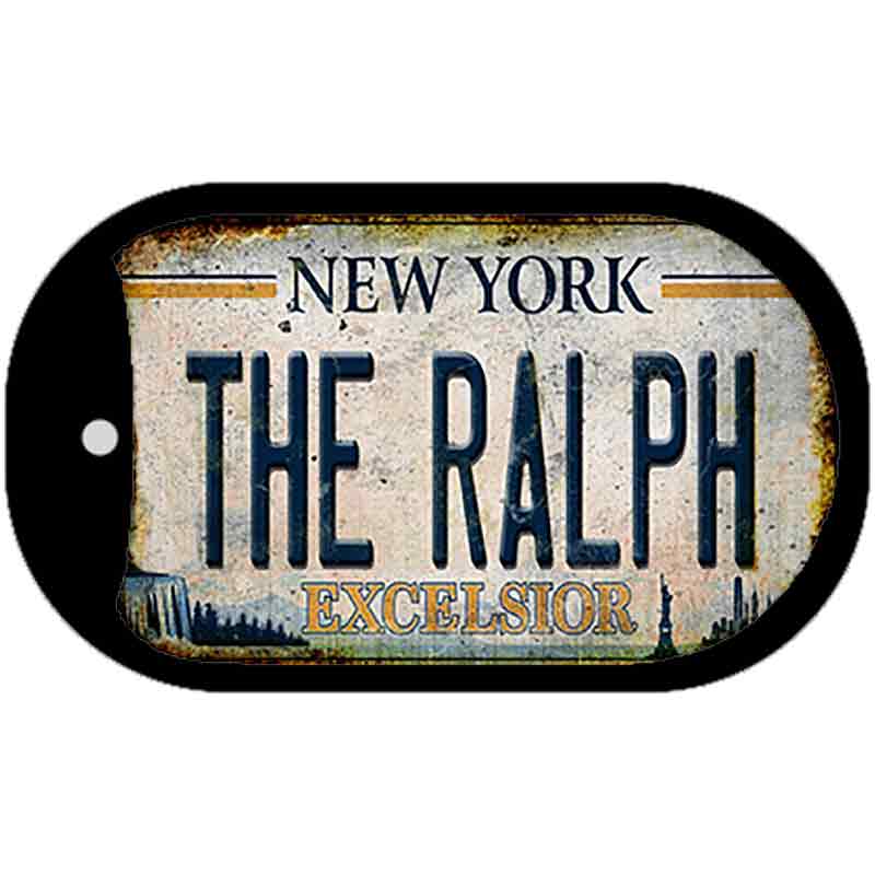 The Ralph New York White Novelty Metal Dog Tag Necklace 2" x 1" Dog Tag (DT)