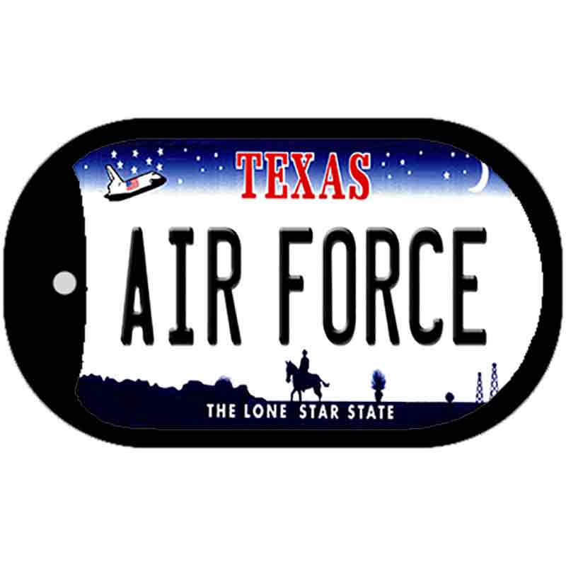 Texas Air Force Novelty Metal Dog Tag Necklace 2" x 1" Dog Tag (DT)