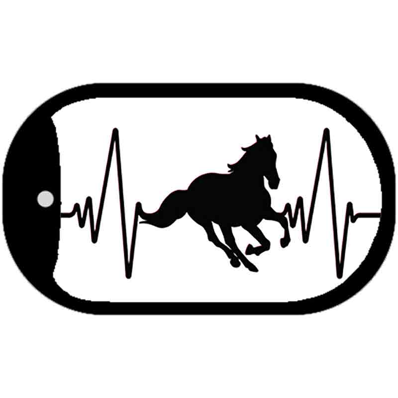 Horse Heart Beat Novelty Metal Dog Tag Necklace 2" x 1" Dog Tag (DT)