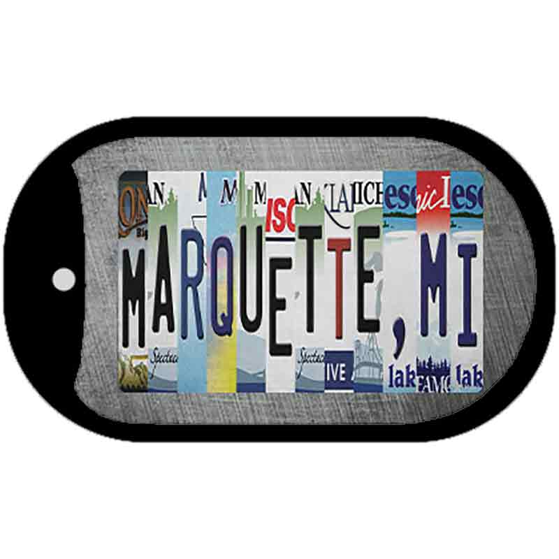 Marquette MI Strip Art Novelty Metal Dog Tag Necklace 2" x 1" Dog Tag (DT)