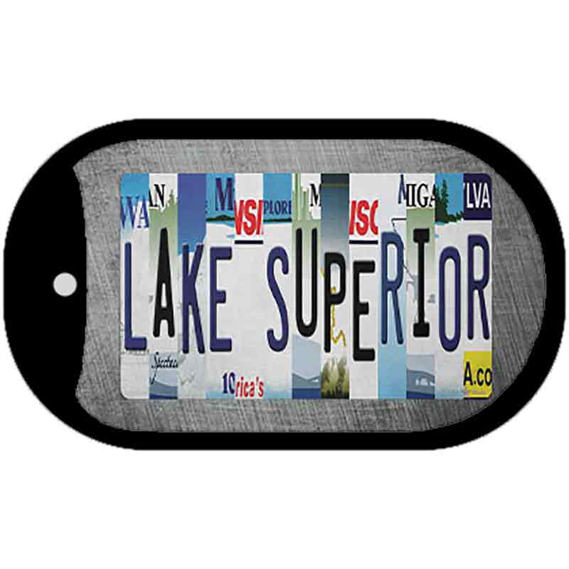 Lake Superior Strip Art Novelty Metal Dog Tag Necklace 2" x 1" Dog Tag (DT)