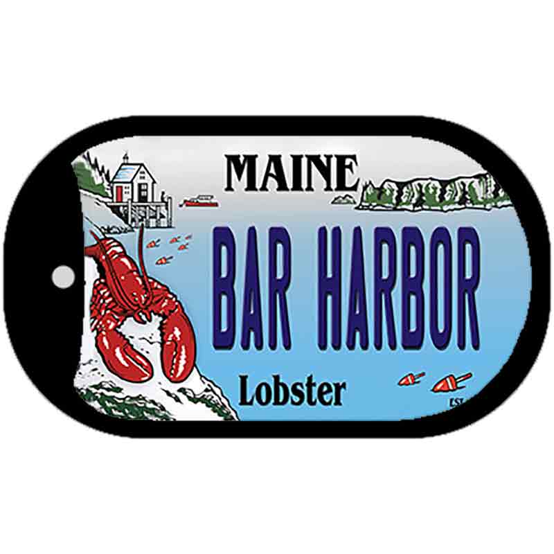 Bar Harbor Maine Lobster Novelty Metal Dog Tag Necklace 2" x 1" Dog Tag (DT)