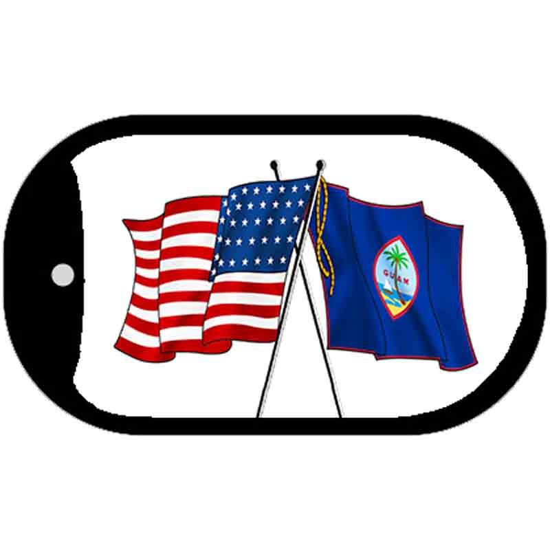 Guam Crossed US Flag Novelty Metal Dog Tag Necklace