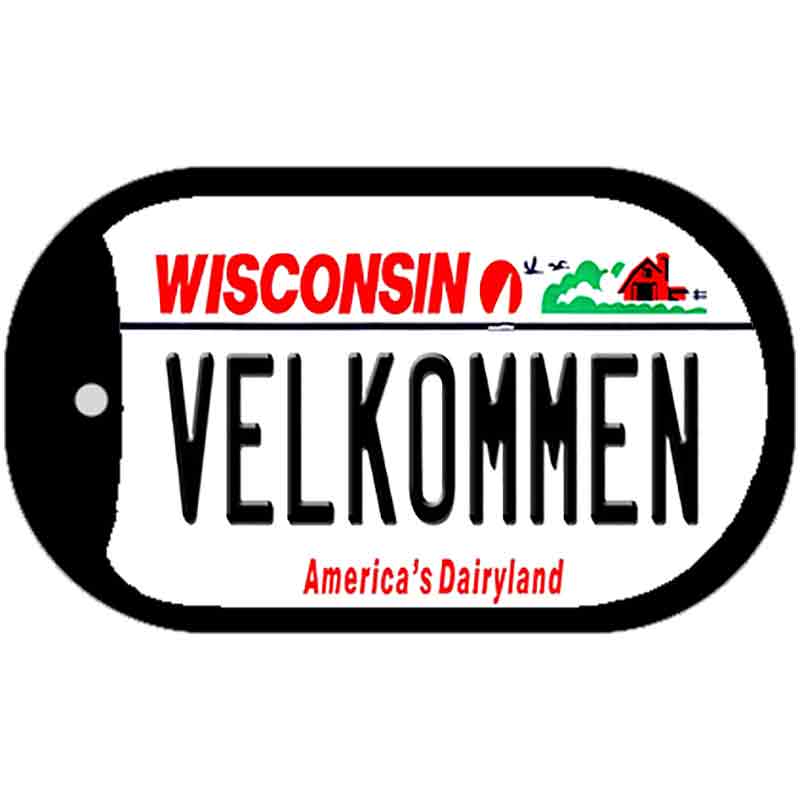 Velkommen Wisconsin Novelty Metal Dog Tag Necklace