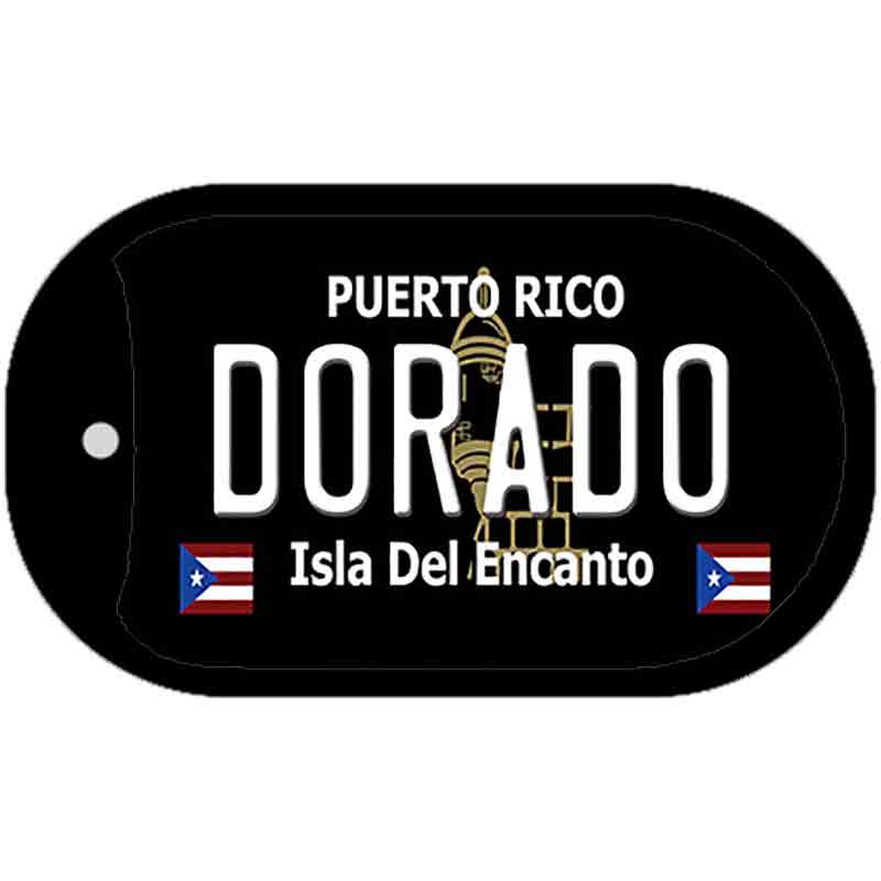 Dorado Puerto Rico Black Novelty Metal Dog Tag Necklace 2" x 1" Dog Tag (DT)
