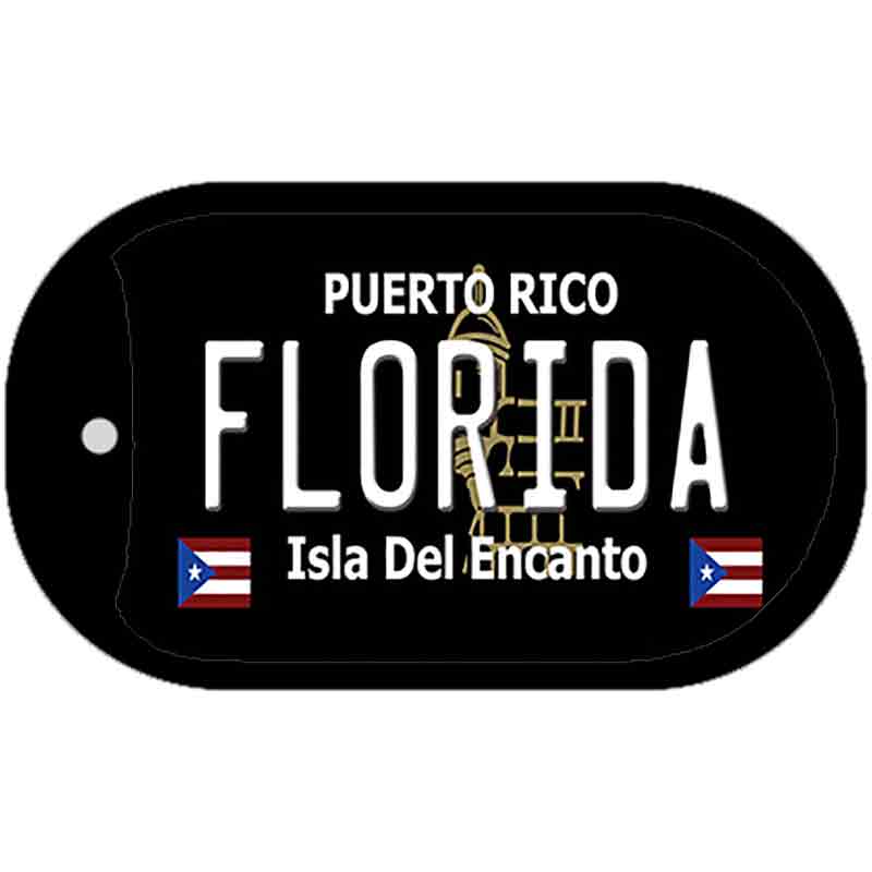 Florida Puerto Rico Black Novelty Metal Dog Tag Necklace 2" x 1" Dog Tag (DT)