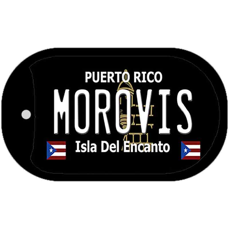 Morovis Puerto Rico Black Novelty Metal Dog Tag Necklace 2" x 1" Dog Tag (DT)