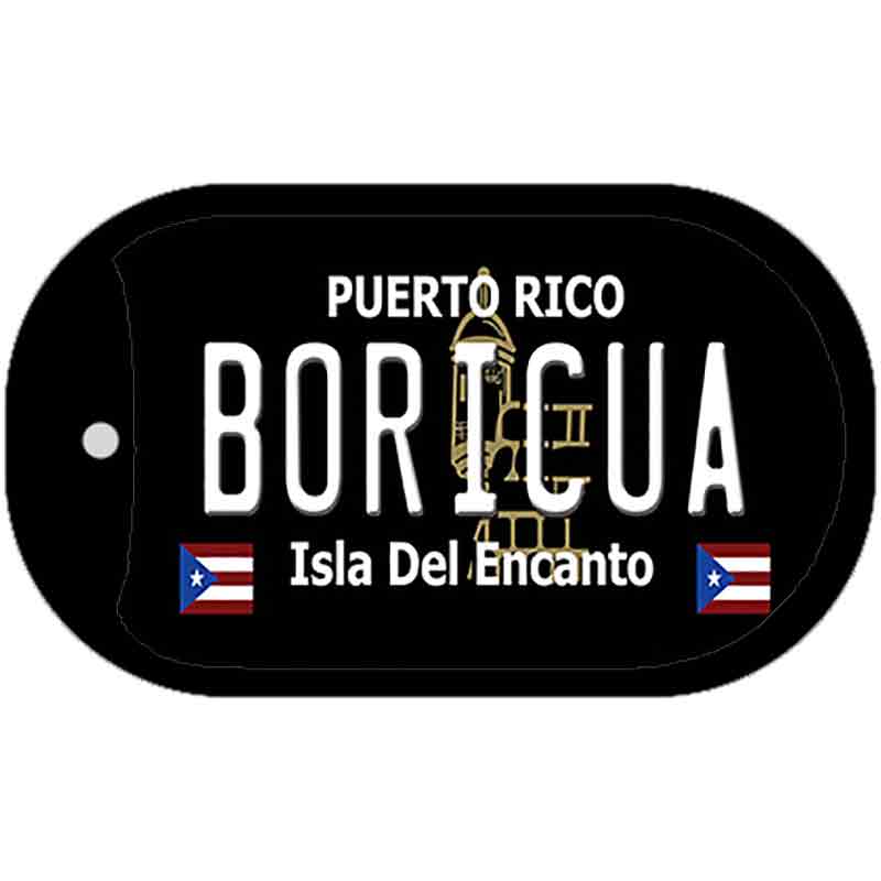 Boricua Puerto Rico Black Novelty Metal Dog Tag Necklace 2" x 1" Dog Tag (DT)