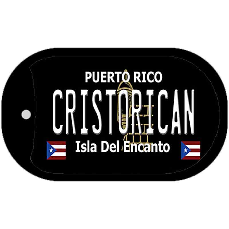 Cristorican Puerto Rico Black Novelty Metal Dog Tag Necklace 2" x 1" Dog Tag (DT)