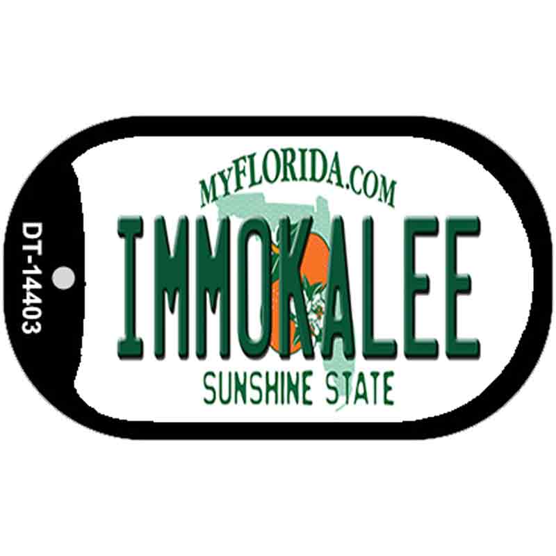 Immokalee Florida Novelty Metal Dog Tag Necklace 2" x 1" Dog Tag (DT)