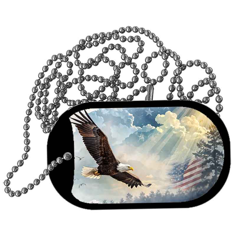 Sunrays & Eagle Metal Novelty Dog Tag Necklace DT-14520