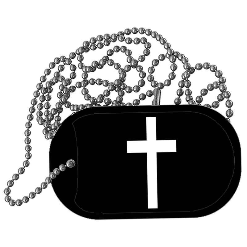 Cross Silhouette Metal Novelty Dog Tag Necklace DT-14522