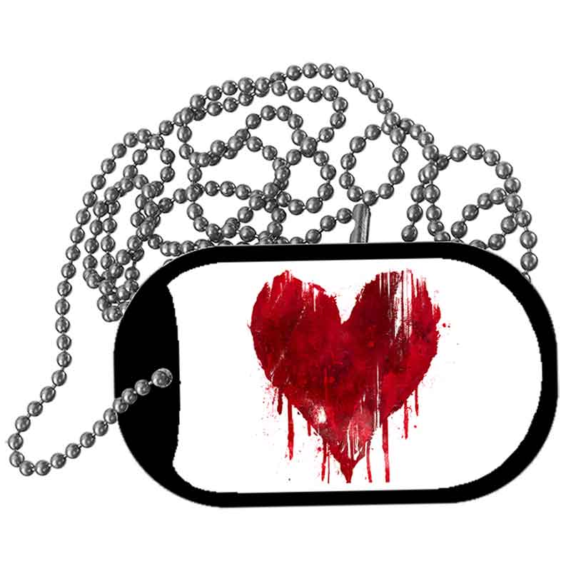 Bloody Heart Metal Novelty Dog Tag Necklace DT-14538
