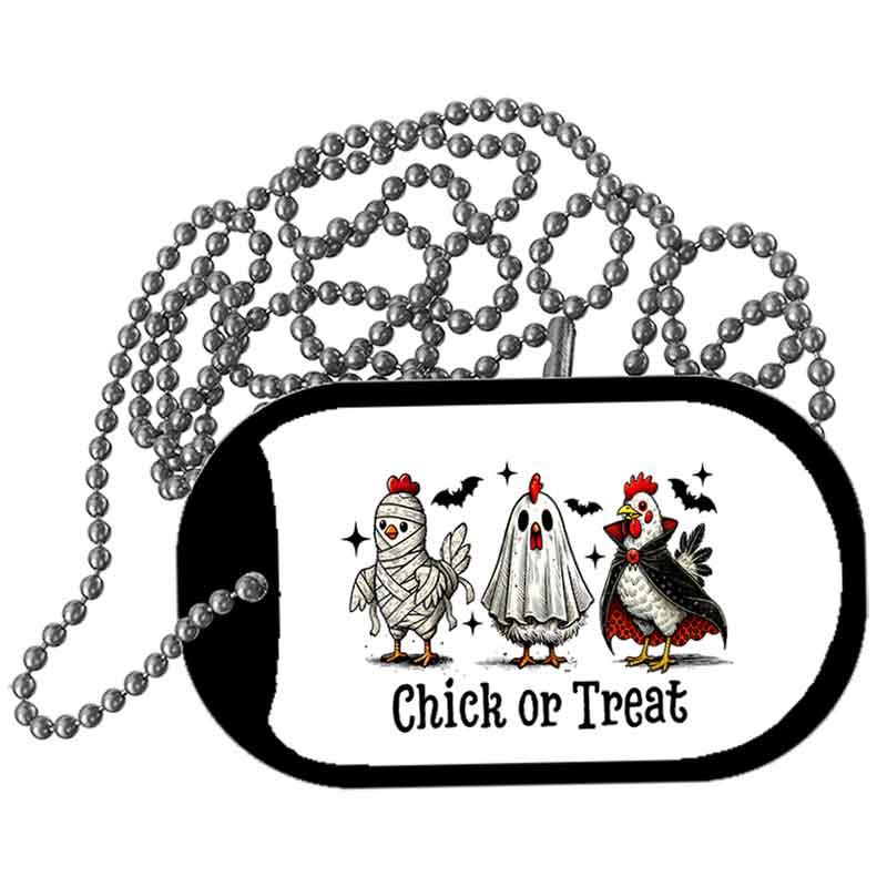 Chick or Treat Metal Novelty Dog Tag Necklace DT-14541 2" x 1" Dog Tag (DT)