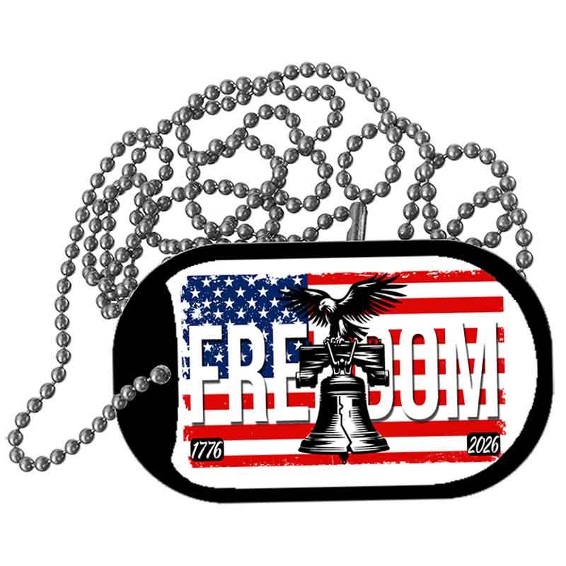 Freedom Liberty Bell Metal Novelty Dog Tag Necklace DT-14547 2" x 1" Dog Tag (DT)