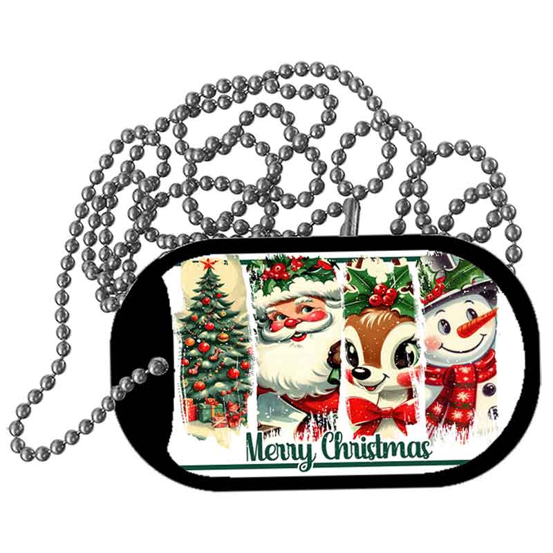 Merry Christmas Metal Novelty Dog Tag Necklace DT-14562