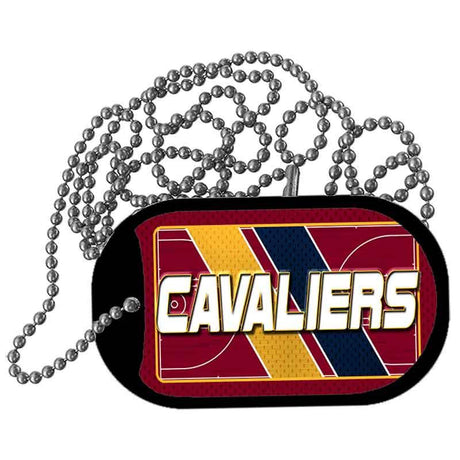 Dog tag with 'Cavaliers' text and colorful design on a white background