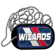 Dog tag with 'Wizards' text and sports team colors on a white background