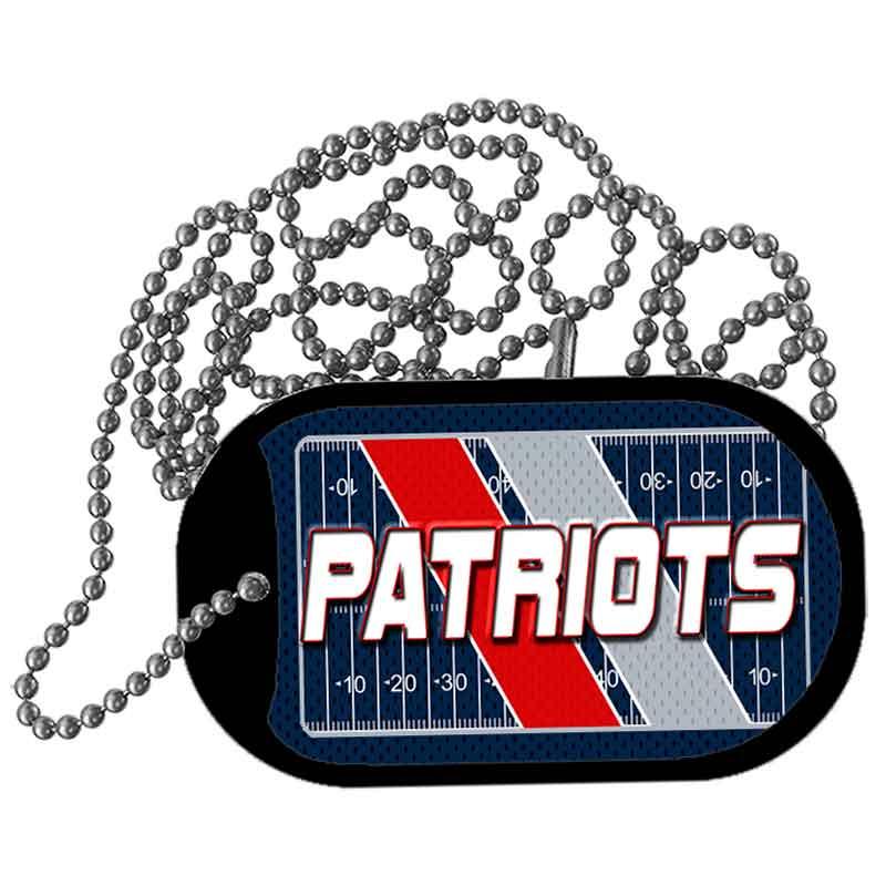 PATRIOTS Graphic Metal Novelty Dog Tag Necklace DT-14646 2" x 1" Dog Tag (DT)
