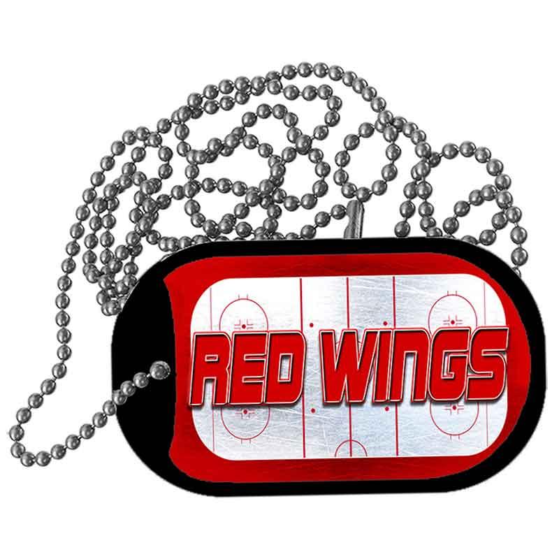 RED WINGS Graphic Metal Novelty Dog Tag Necklace DT-14666 2" x 1" Dog Tag (DT)
