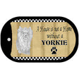 Yorkie Pencil Sketch Novelty Metal Dog Tag Necklace DT-1706 2" x 1" Dog Tag (DT)