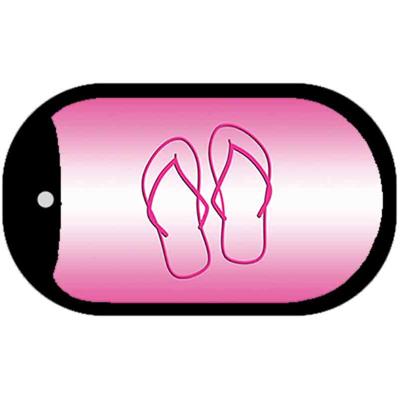 Flip Flops Pink Novelty Metal Dog Tag Necklace DT-2017