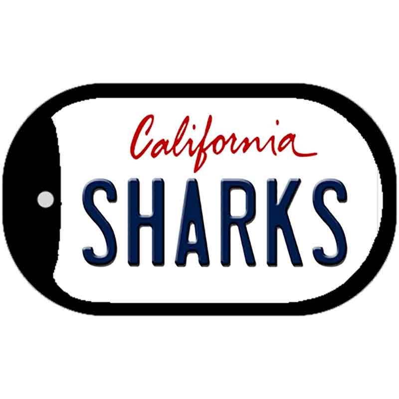 Sharks California Novelty Metal Dog Tag Necklace DT-2280 2" x 1" Dog Tag (DT)