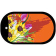 Flowers Orange Offset Novelty Metal Dog Tag Necklace DT-2377 2" x 1" Dog Tag (DT)