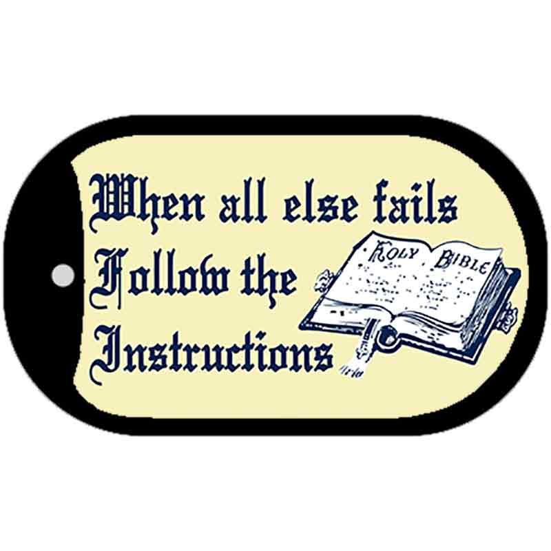 Follow Instructions Novelty Metal Dog Tag Necklace DT-262