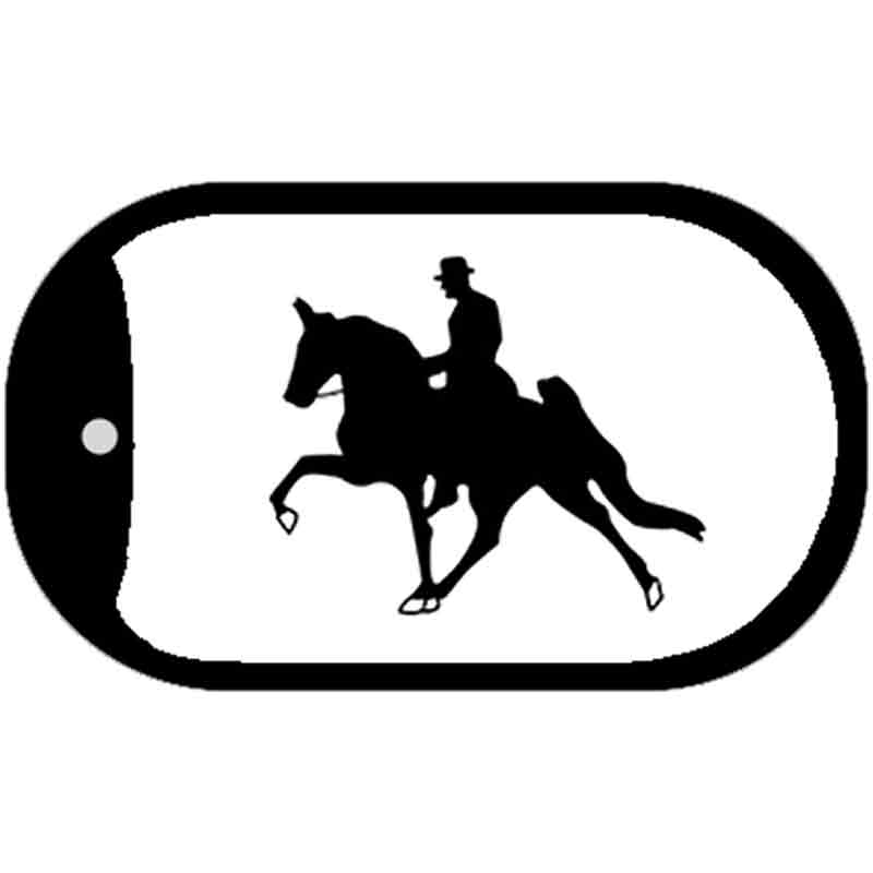 Horse With Rider Novelty Metal Dog Tag Necklace DT-352 2" x 1" Dog Tag (DT)