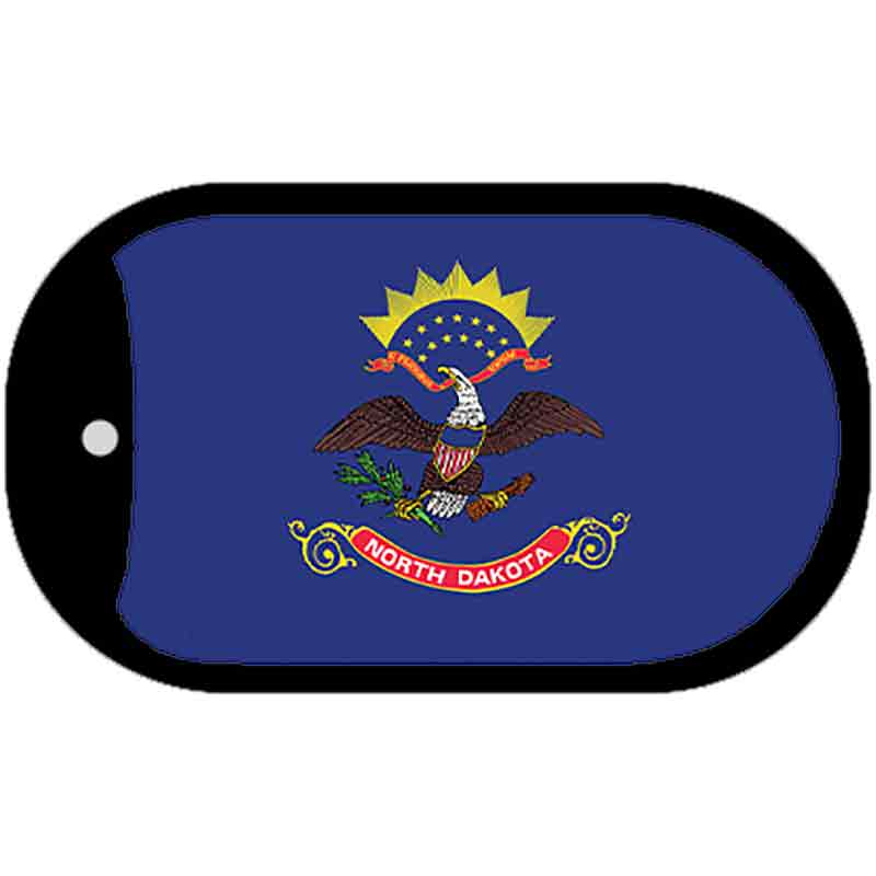North Dakota State Flag Metal Novelty Dog Tag Necklace DT-3595 2" x 1" Dog Tag (DT)