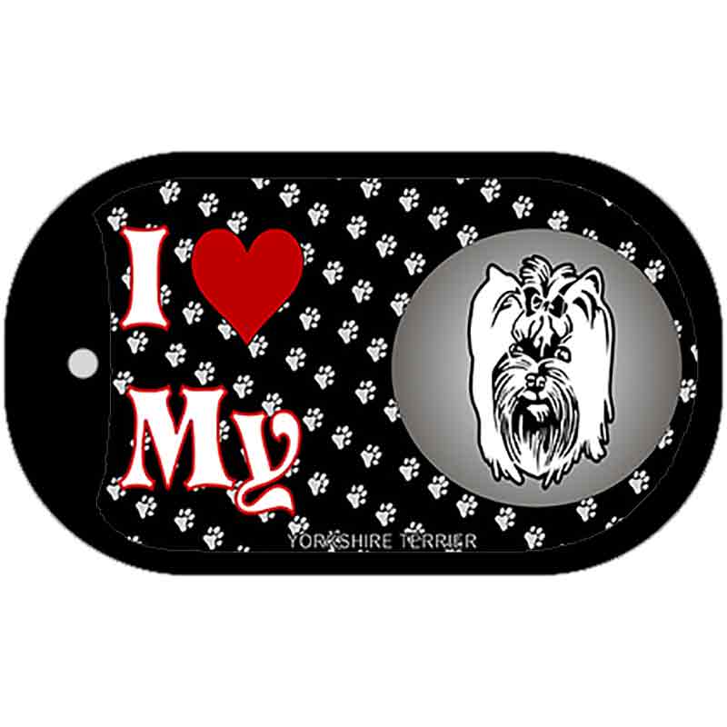 I Love My Yorkshire Terrier Novelty Metal Dog Tag Necklace DT-3934 2" x 1" Dog Tag (DT)