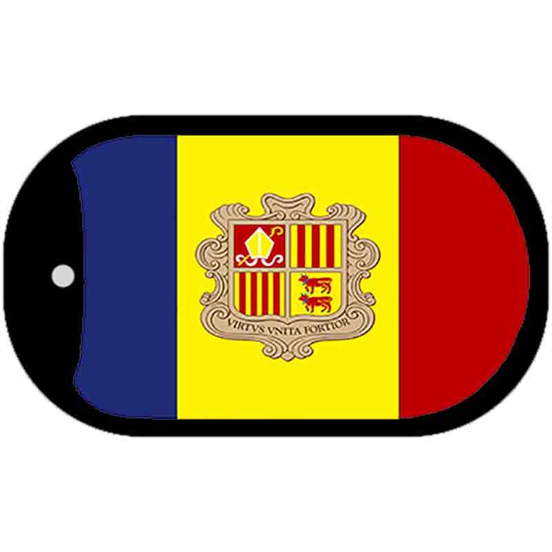 Andorra Flag Novelty Metal Dog Tag Necklace DT-3956 2" x 1" Dog Tag (DT)