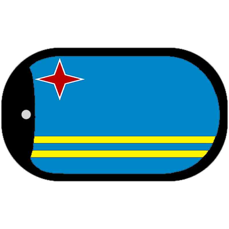Aruba Flag Scroll Metal Novelty Dog Tag Necklace DT-3963