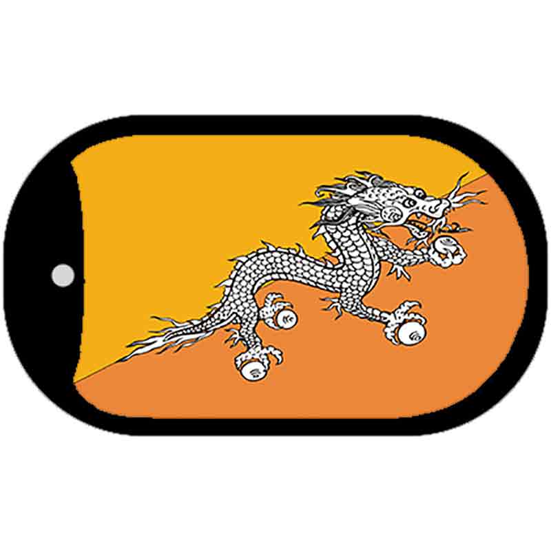 Bhutan Flag Scroll Metal Novelty Dog Tag Necklace DT-3974