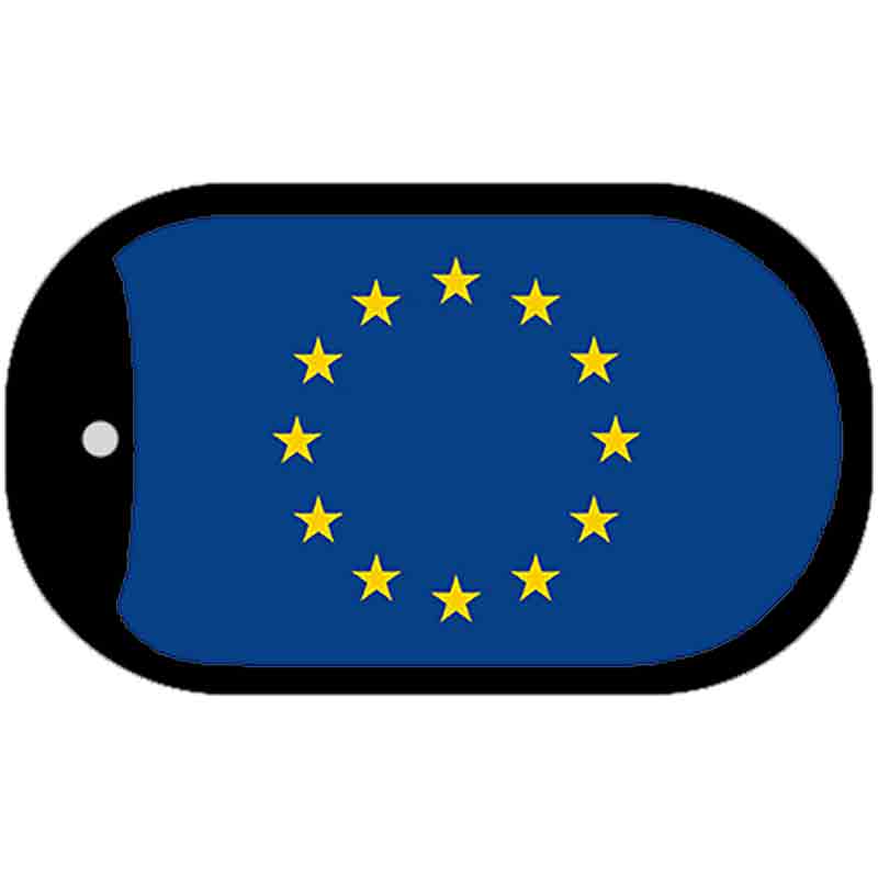 European Union Flag Scroll Metal Novelty Dog Tag Necklace DT-4012