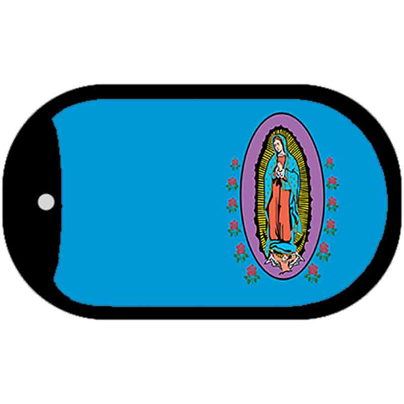 Virgin Mary Blue Offset Novelty Metal Dog Tag Necklace DT-4188