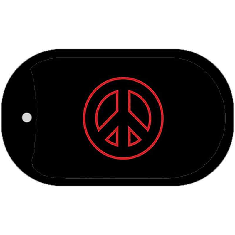 Red Peace Sign Novelty Metal Dog Tag Necklace DT-4202