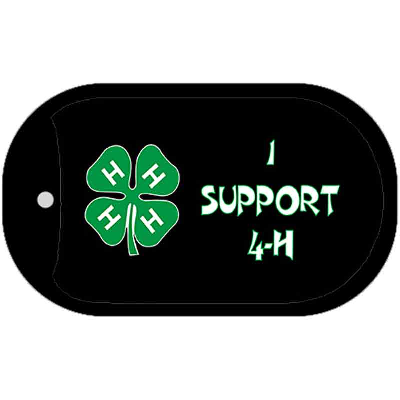 I Support 4-H Novelty Metal Dog Tag Necklace DT-4224 2" x 1" Dog Tag (DT)
