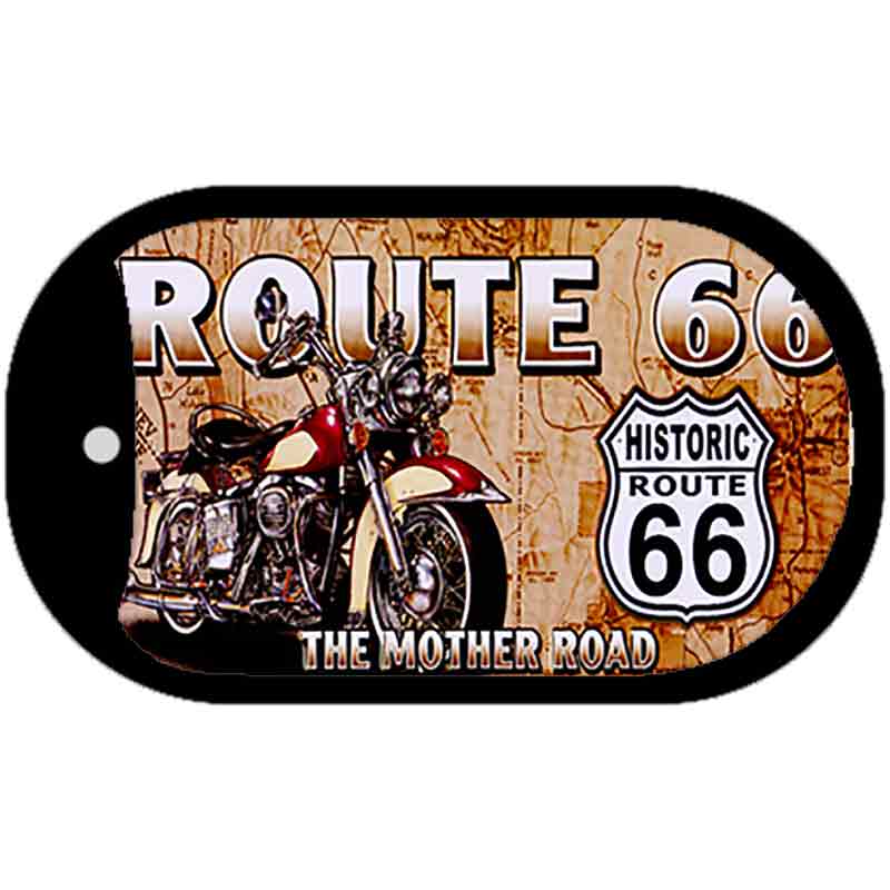Route 66 Mother Road Motor Cycle Novelty Metal Dog Tag Necklace DT-4670 2" x 1" Dog Tag (DT)