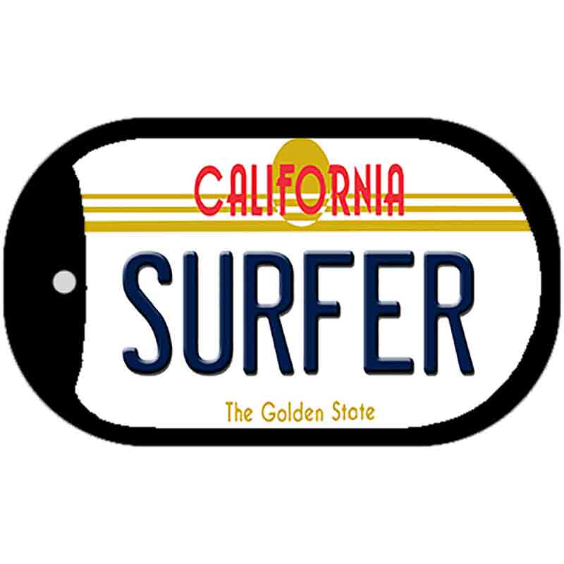 Surfer California Novelty Metal Dog Tag Necklace DT-4885 2" x 1" Dog Tag (DT)