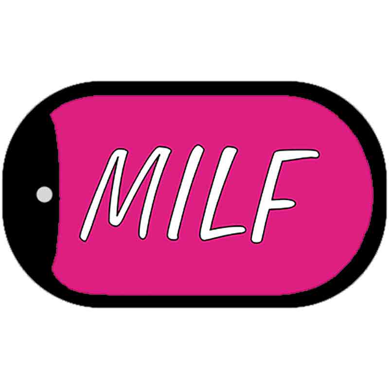M.I.L.F Pink Novelty Metal Dog Tag Necklace DT-5420
