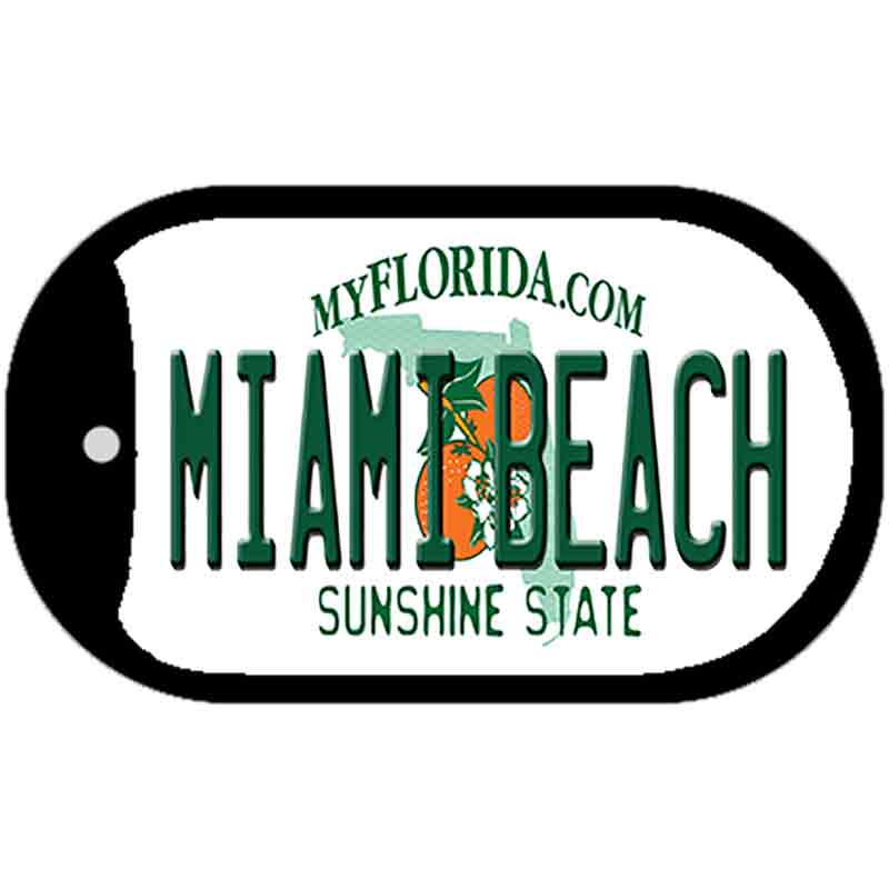 Miami Beach Florida Novelty Metal Dog Tag Necklace DT-6004 2" x 1" Dog Tag (DT)