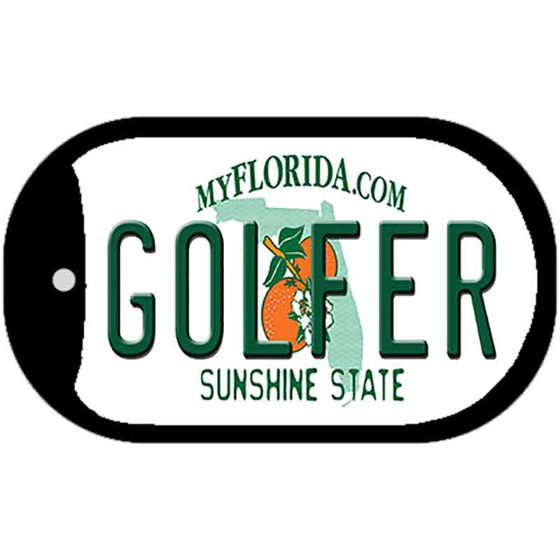 Golfer Florida Novelty Metal Dog Tag Necklace DT-6027 2" x 1" Dog Tag (DT)