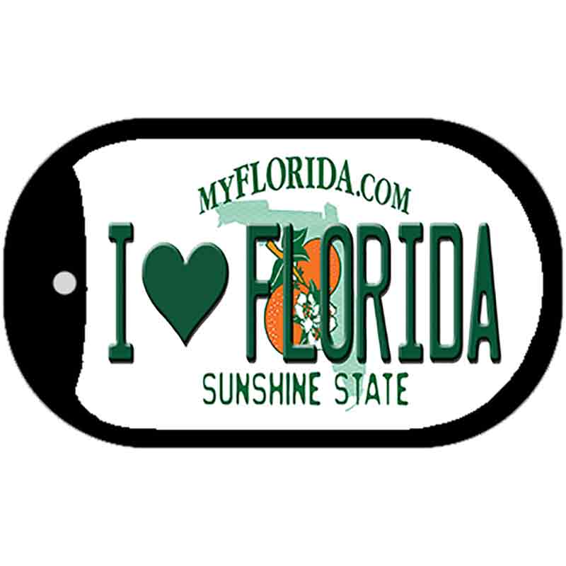 I Love Florida Novelty Metal Dog Tag Necklace DT-6032 2" x 1" Dog Tag (DT)
